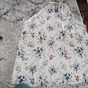 Collective Concepts White Floral Sleeveless Blouse